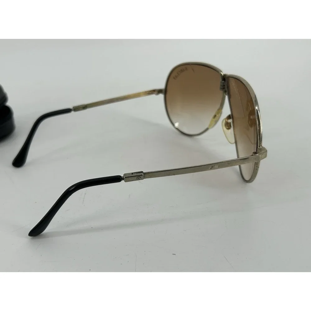 Vintage Folding Aviator Sunglasses W/ Brown Gradient & Case Barclay READ